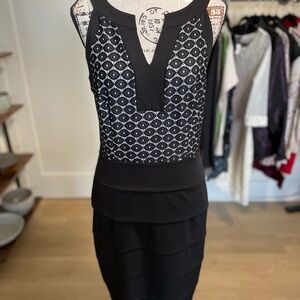 Enfocus Studio Black and White Lace-Trimmed Dress